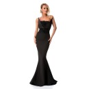 9278 RO Βραδινό μάξι φόρεμα γοργονέ με κέντημα - Μαύρο-Μαύρο