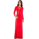 9069 GB Μάξι φόρεμα με διαφάνεια-Κοκκινο