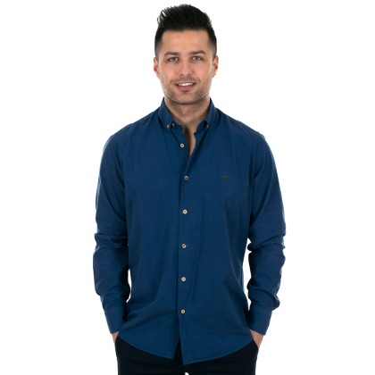 Zen Zen Σκούρο μπλε ανδρικό πουκάμισο με κέντημα