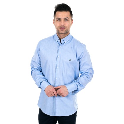 Zen Zen  Γαλάζιο ανδρικό πουκάμισο με κέντημα