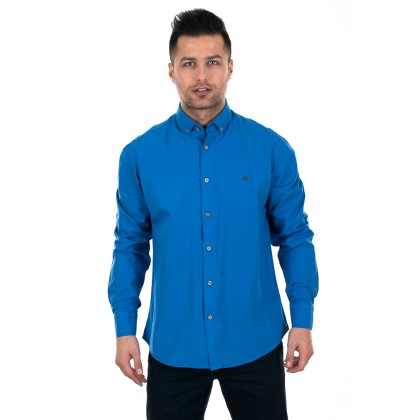 Zen Zen  Μπλε ανδρικό πουκάμισο με κέντημα