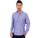 Zen Zen Μπλε-μωβ ανδρικό πουκάμισο με ροζ σιρίτι