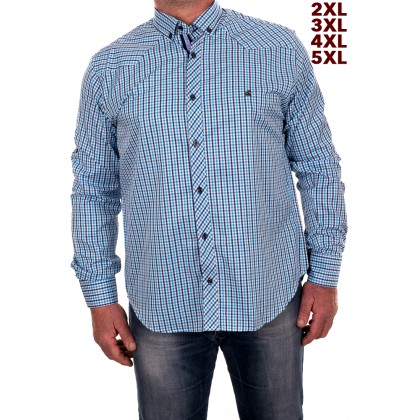 Zen Zen Μπλε Καρό ανδρικό πουκάμισο