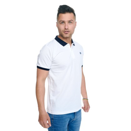 Ανδρικό Polo μπλουζάκι Πικέ Λευκό Combine