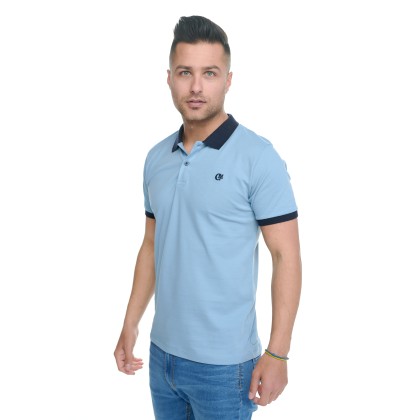 Ανδρικό Polo μπλουζάκι Πικέ Γαλάζιο Combine
