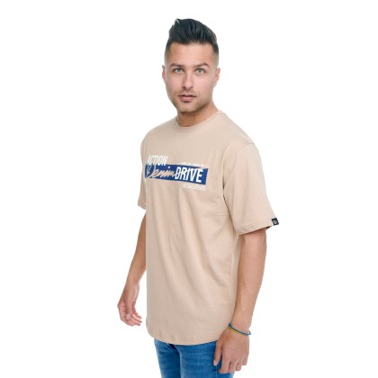 Ανδρικό T-shirt Μπεζ με τύπωμα QWERTY