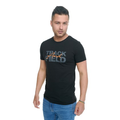 Ανδρικό T-shirt Μαύρο με τύπωμα QWERTY