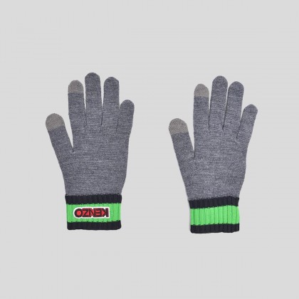 Ανδρικό Γκρι Middle Grey Logo Patch Ribbed Gloves KENZO