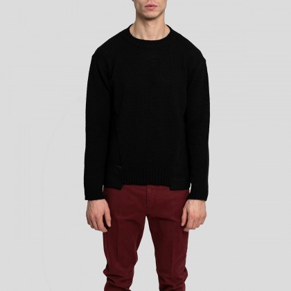 Ανδρικό Μαύρο Sweater With Contrast Pockets BEAUCOUP