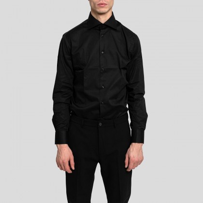 Ανδρικό Μαύρο Black Cotton Shirt MIRCAM