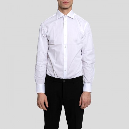 Ανδρικό Λευκό White Cotton Shirt MIRCAM