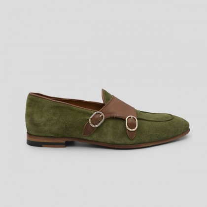 Ανδρικό Πράσινο Green And Brown Double Monk Shoes LUCA ROSSI