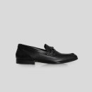 Ανδρικό Μαύρο Black Leather Loafers With Silver-Tone Hardware CC