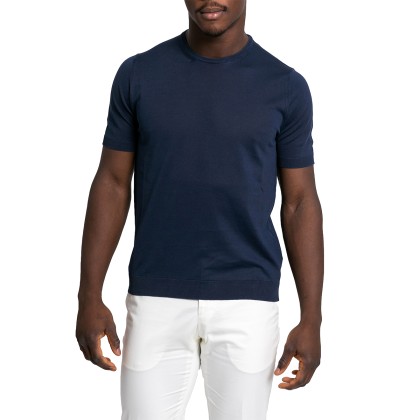 Ανδρικό Μπλε Classic Crew Neck Cotton T-Shirt/Navy Blue 39MASQ